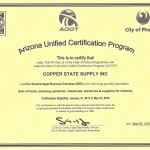 Disadvantaged Business Enterprise (DBE) Certificate for Copper State Supply